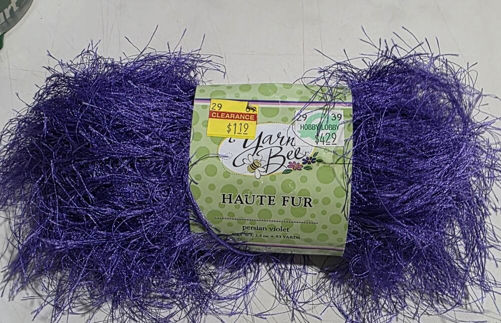 1 Skein Yarn Bee HAUTE FUR Persian Violet Eyelash 5 Bulky 93yds 3.5oz